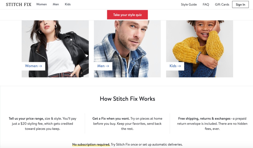 Stitch Fix Categories