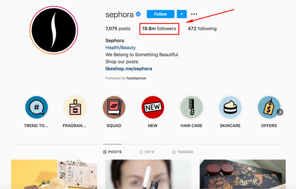 Sephora Instagram Following