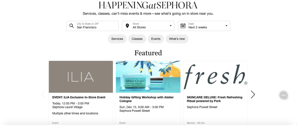 Happening At Sephora Page