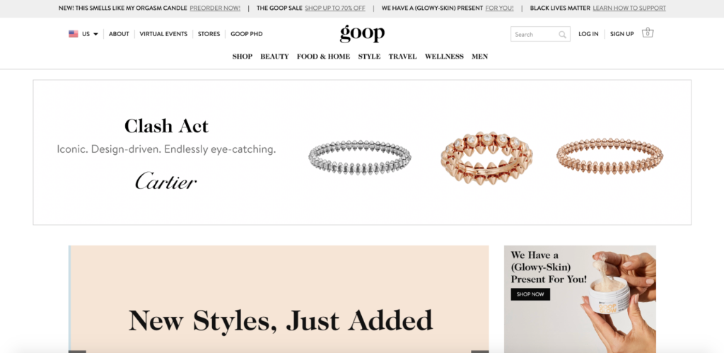Goop Homepage