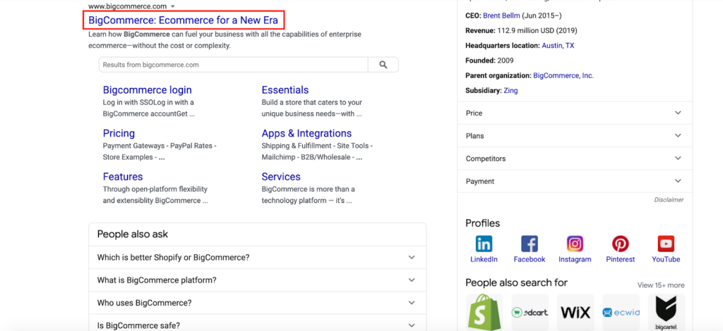 bigcommerce serp