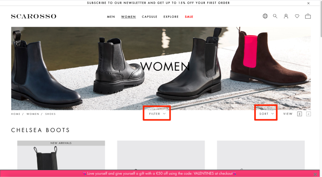 Scarosso Category Page Filter