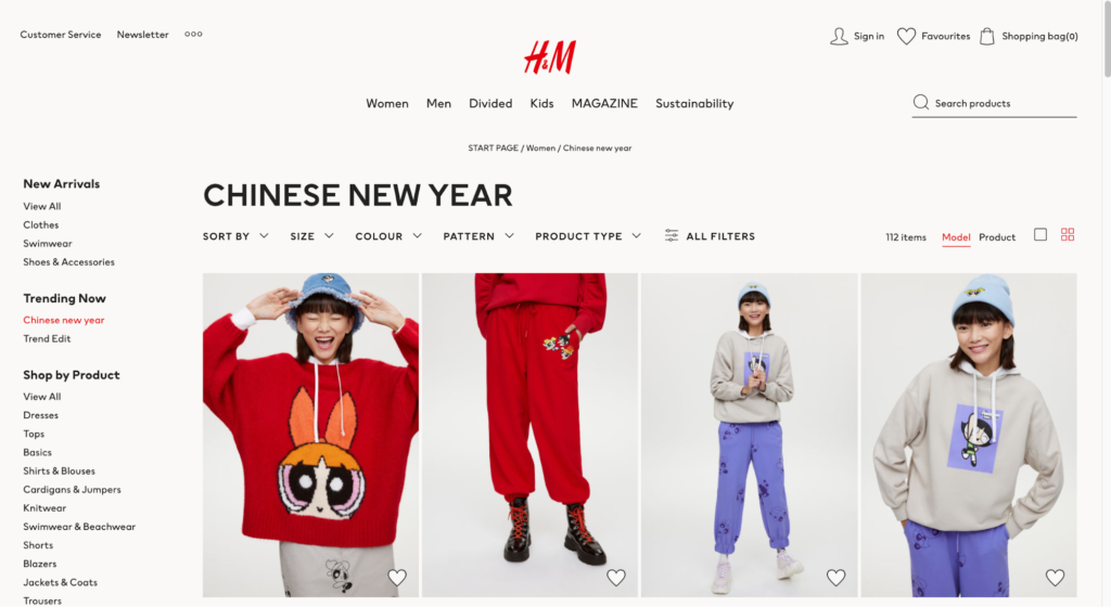 H&M E-Commerce Category Page Example 2