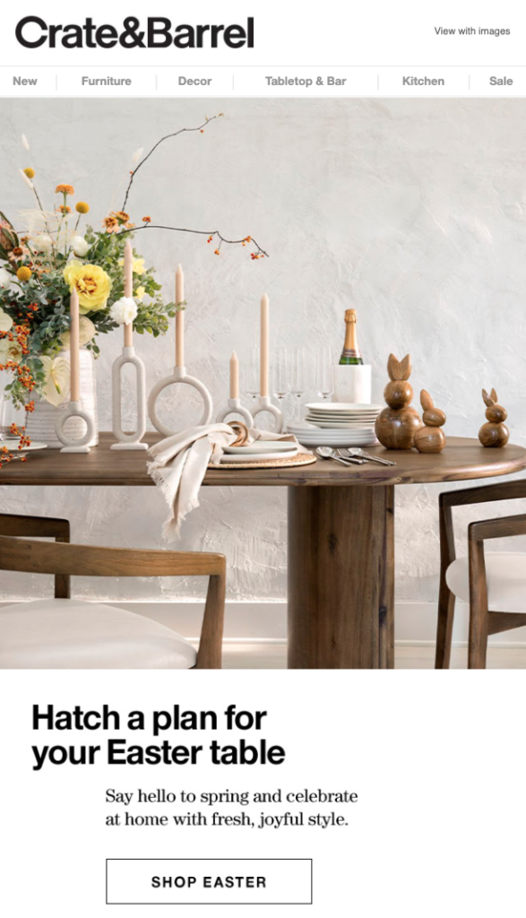 Crate & Barrel Email Example