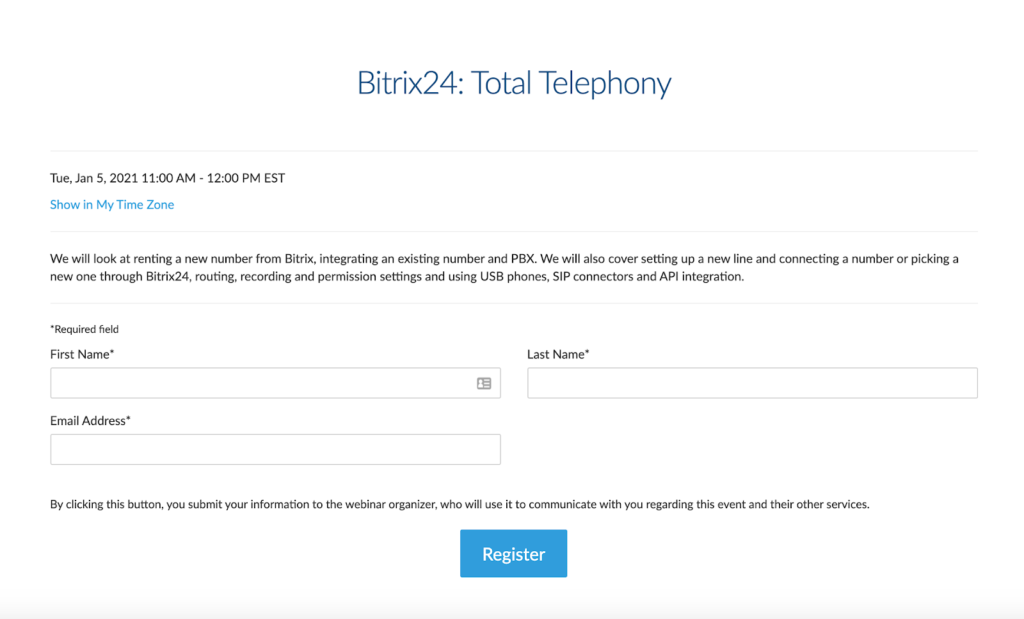 Bitrix 24 Contact Page