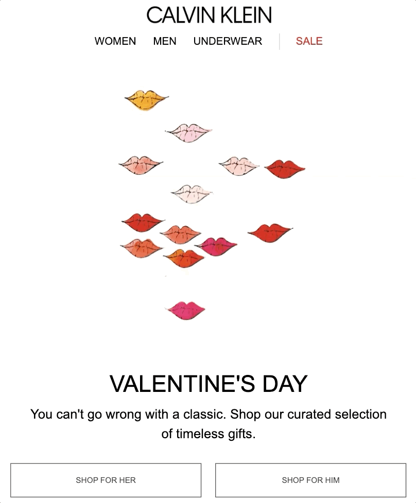 Calvin Klein Valentine's Day Email