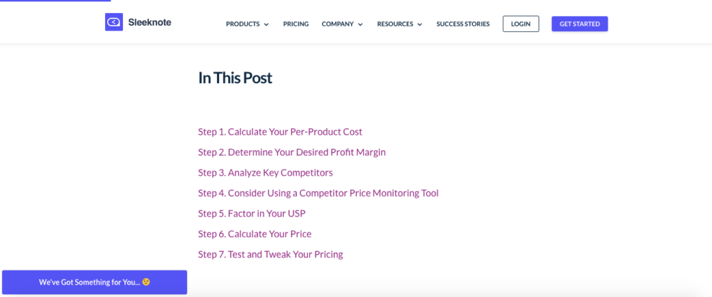Table Of Contents In The Post