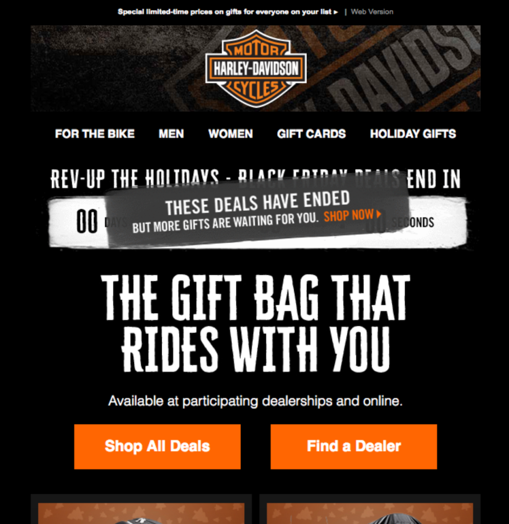 Harley Davidson Email Example