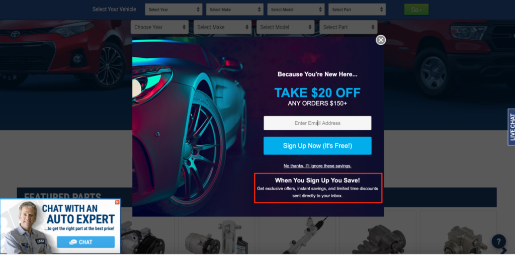 Buy Auto Parts Popup 3