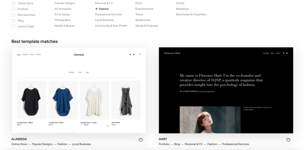 Squarespace Search Templates by Industry