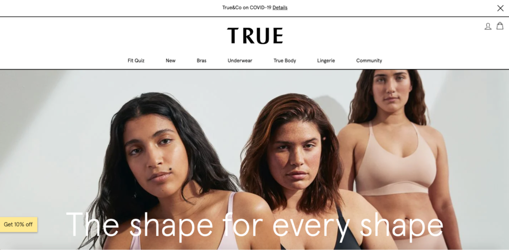 True And Co Homepage