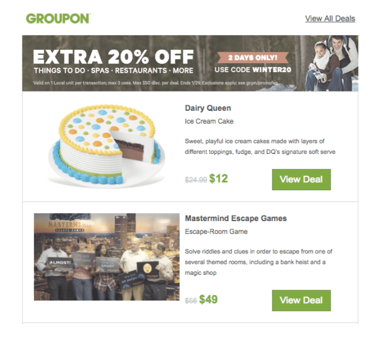 Groupon E-Commerce Email Design Example