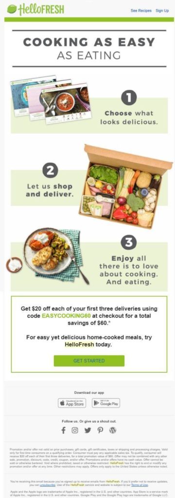 HelloFresh Promotional Email