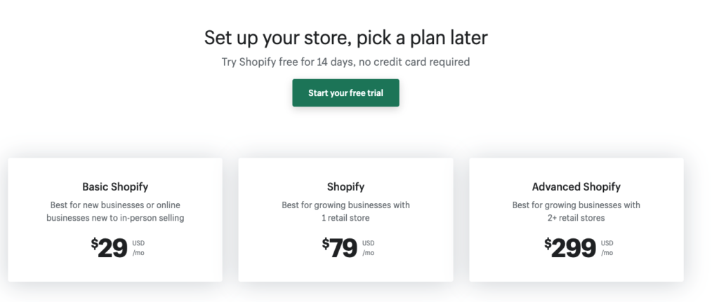 Shopify Pricing