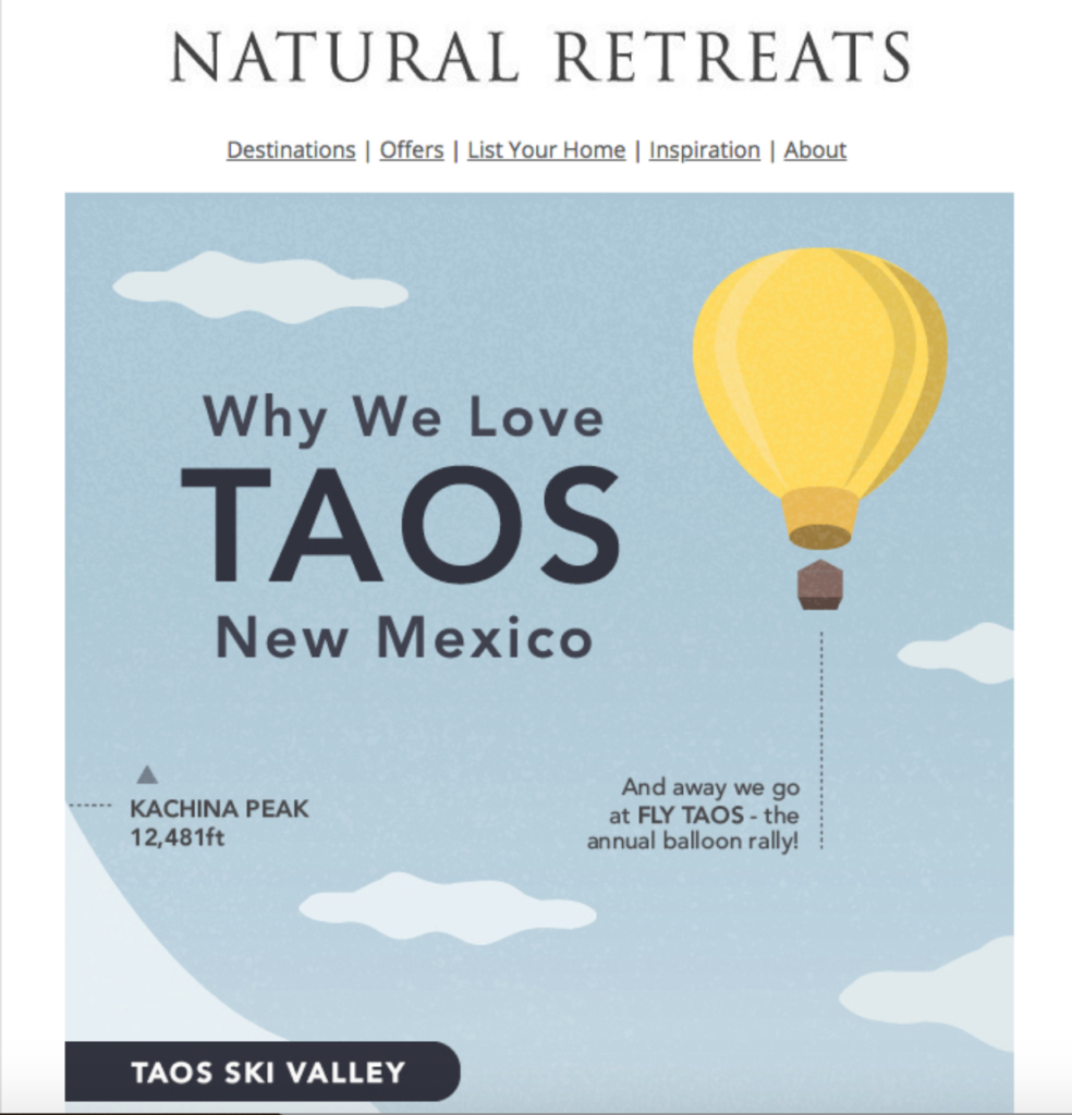 Natural Retreats Email Example