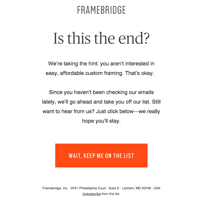 Framebridge Win-Back Email