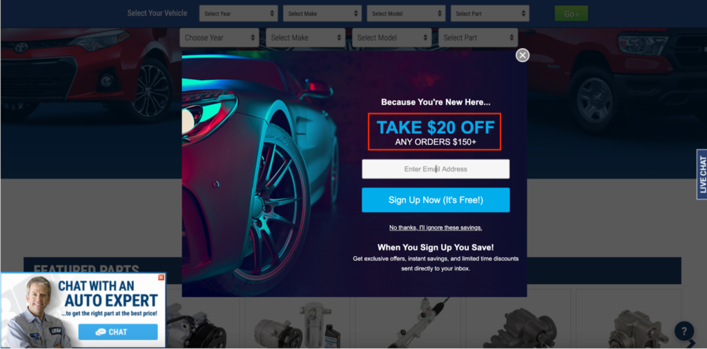 Buy Auto Parts Popup 2