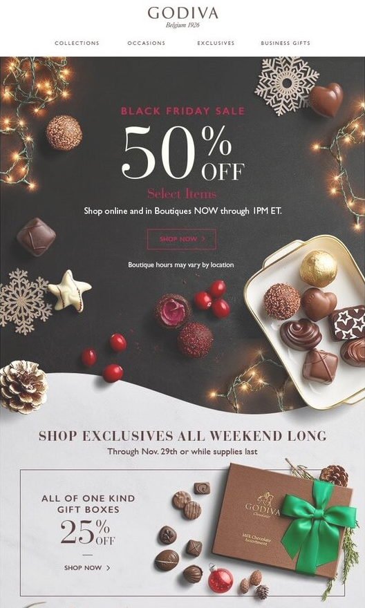 Godiva E-Commerce Email Design Example