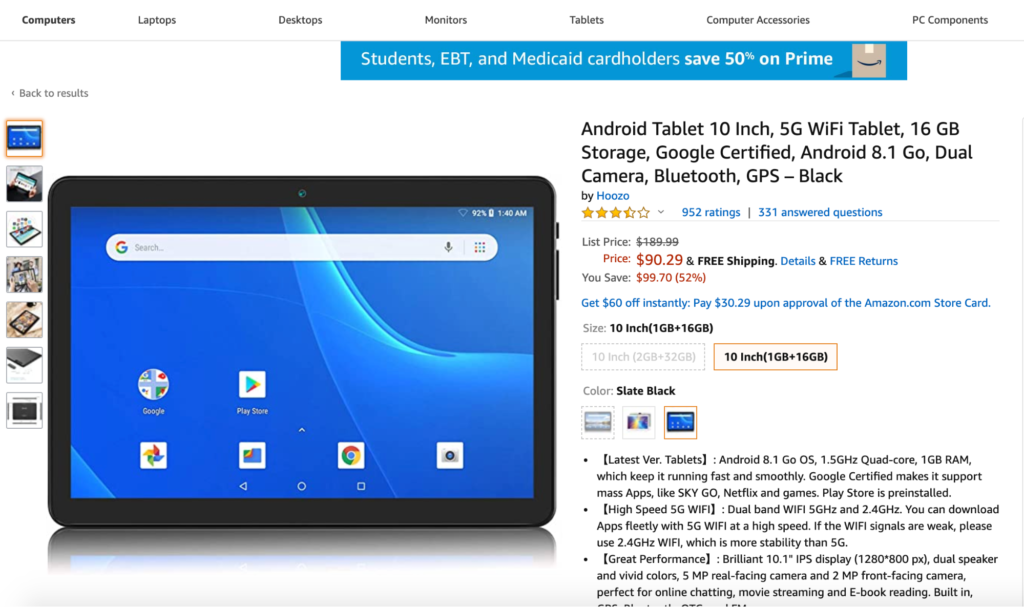 Android Tablet On Amazon