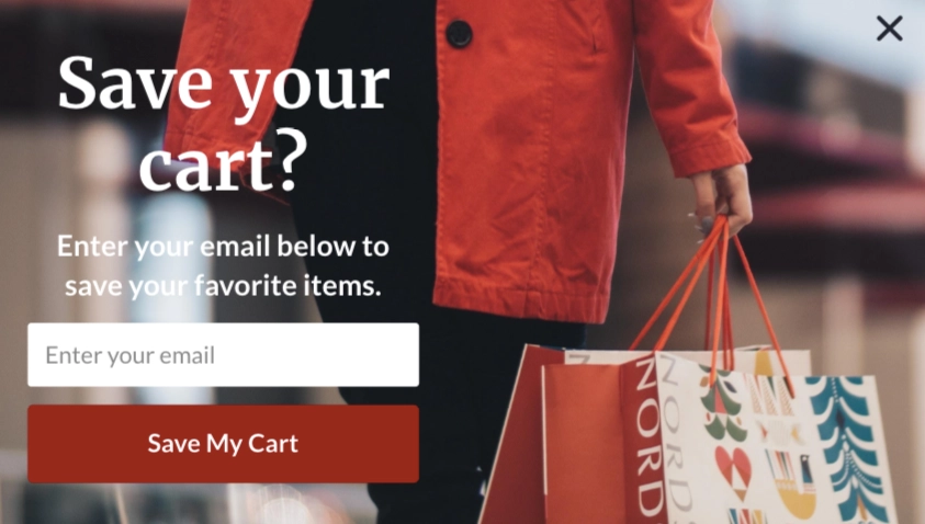 Save your cart popup