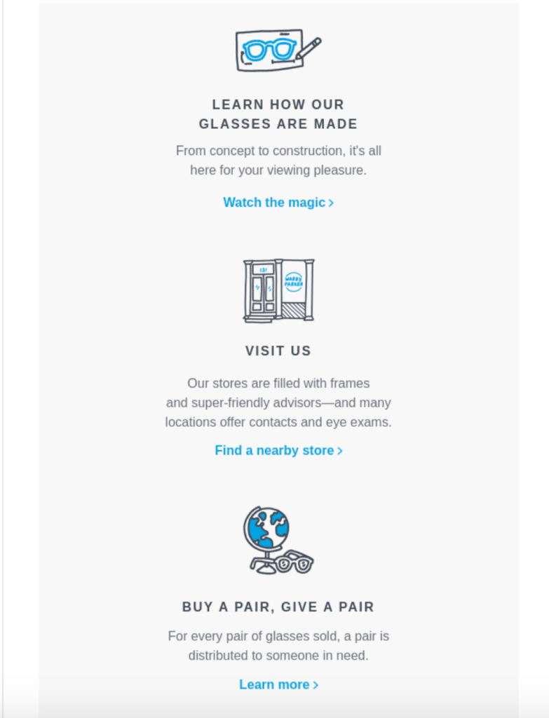 Warby Parker Welcome Message 2