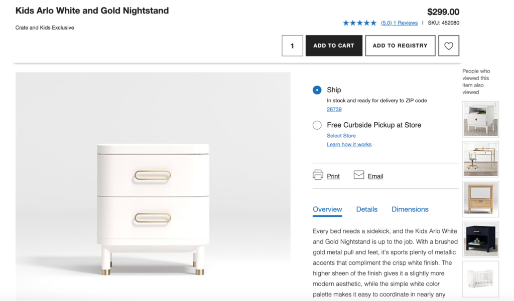 White Gold Nightstand