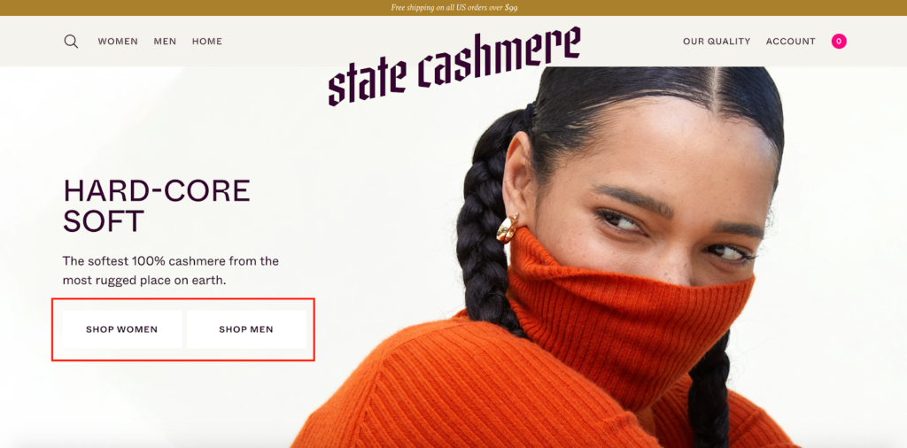 State Cashmere Homepage CTAs