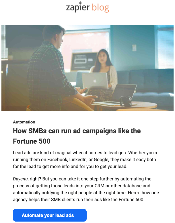 Zapier Email Example