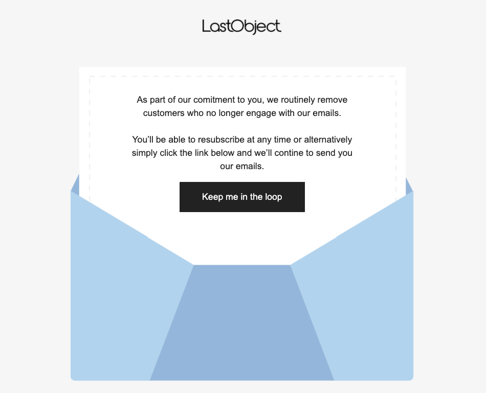 LastObject Win Back Email Example