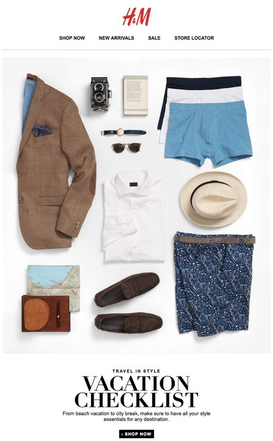 H&M Vacation Checklist Email