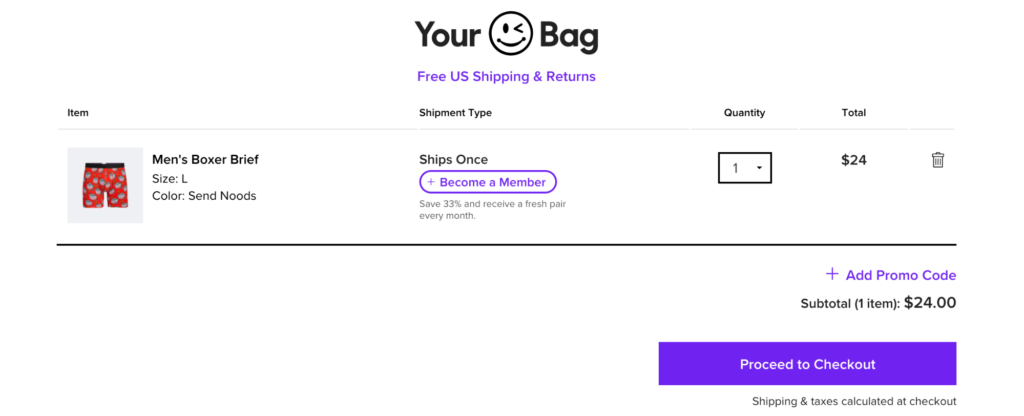 Your Bag Checkout Page