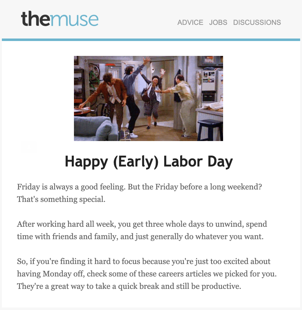The Muse Labor Day Email