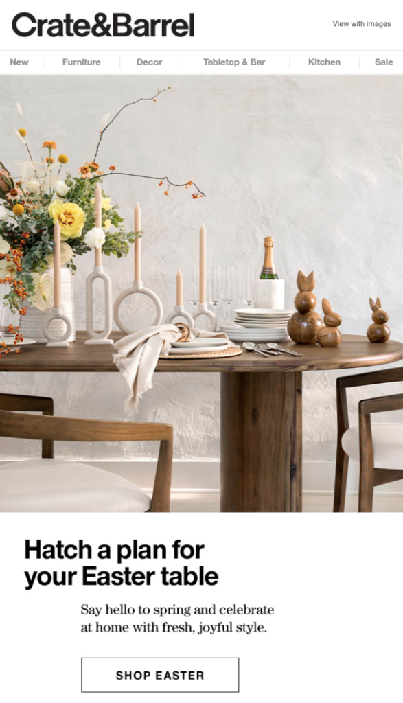 Crate & Barrel Easter Email Example