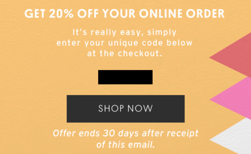 Twenty Percent Off Online Order