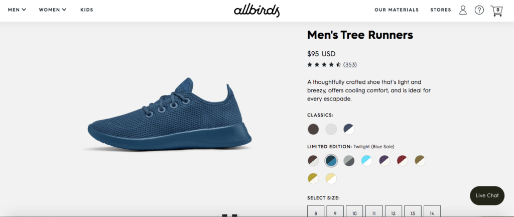 Allbirds product specification