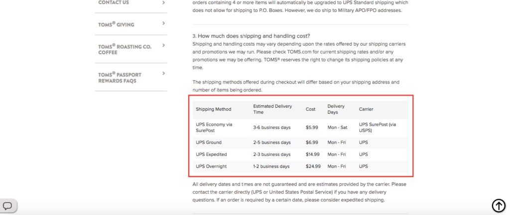 Shipping Methods