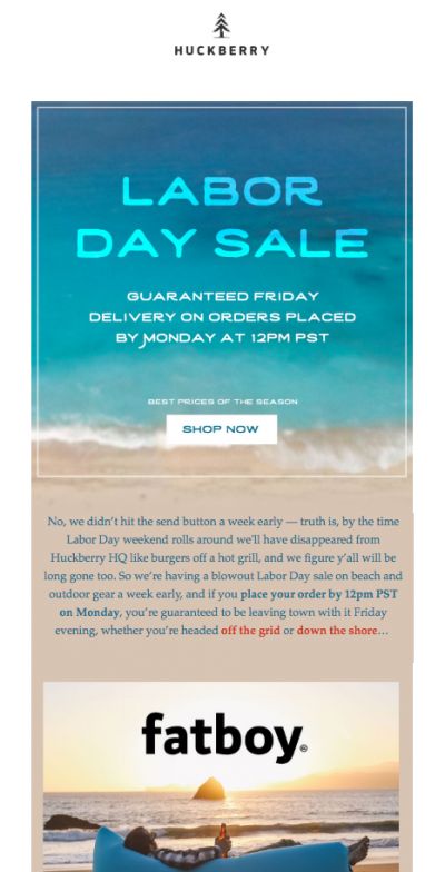 Huckberry Labor Day Email