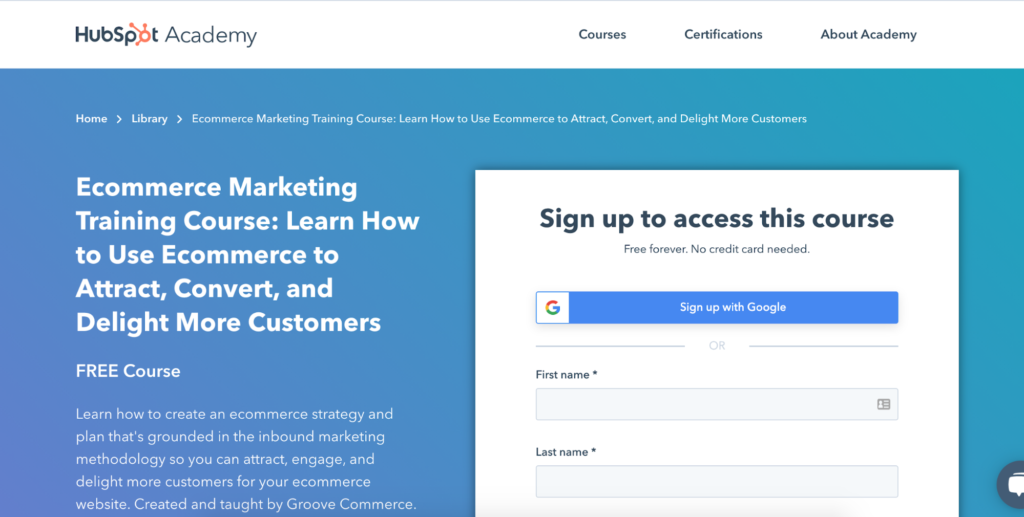 HubSpot: E-Commerce Marketing Course