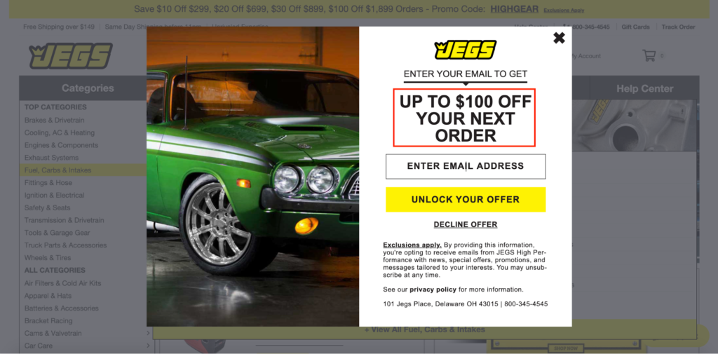JEGS High-Performance Parts Popup 2