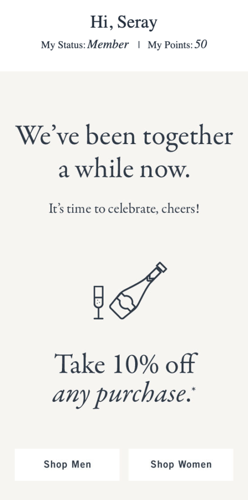 myAbercrombie Anniversary Discount Email