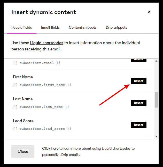 Inserting Dynamic Content With Liquid in Drip Behavioral Segmentation