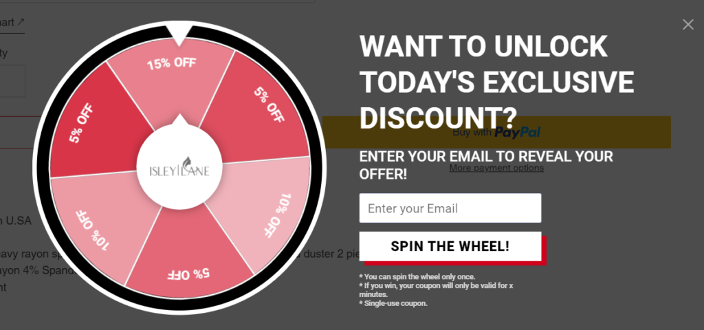 Isley Lane Wheel Spin Shopify Forms