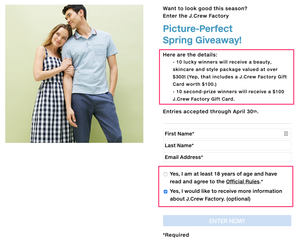 J Crew Factory Giveaway Rules Terms and Conditions Best Giveaway Ideas