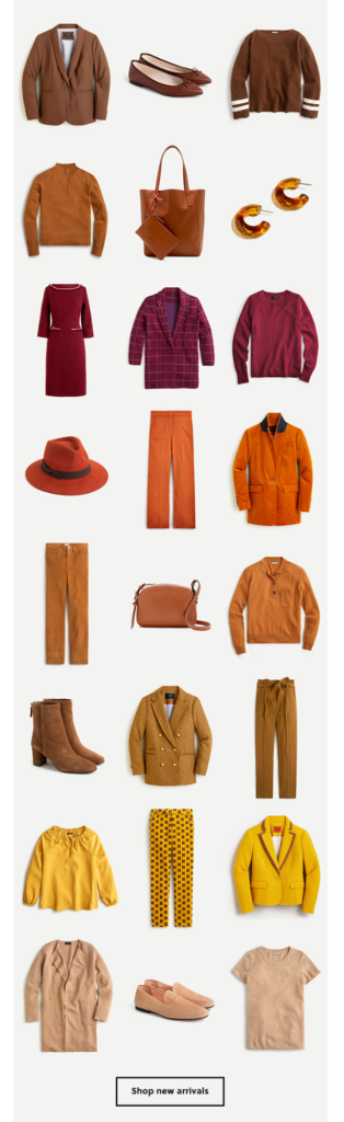 J Crew Fall Product Line Email Marketing for Ecommerce