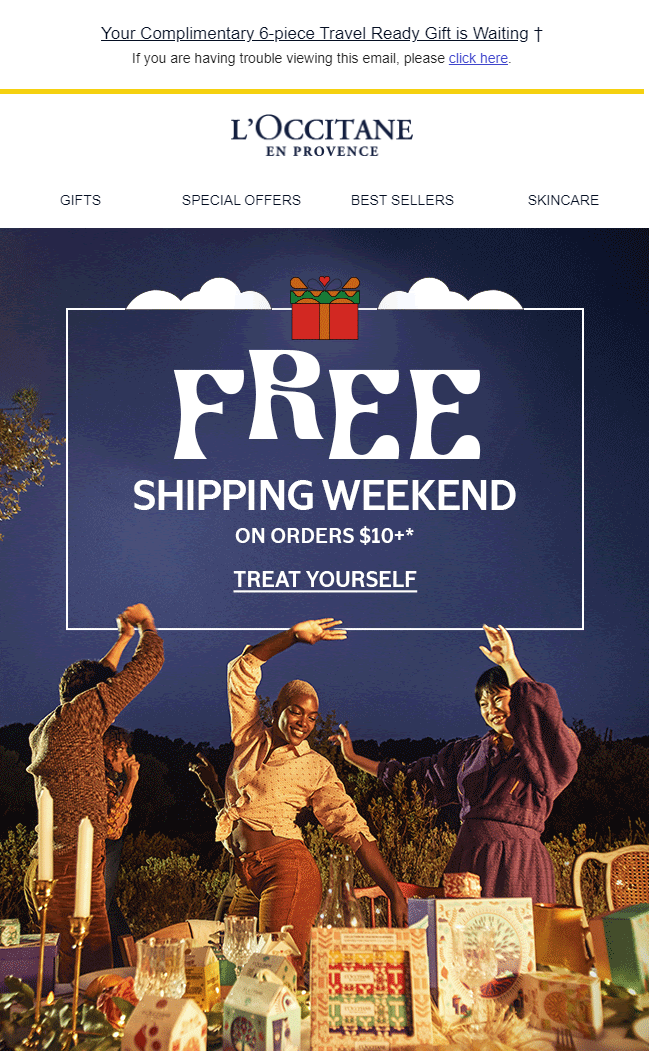 LOccitaine Free Shipping Weekend Email Hero Black October