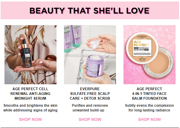 LOréal Promo Mothers Day Emails