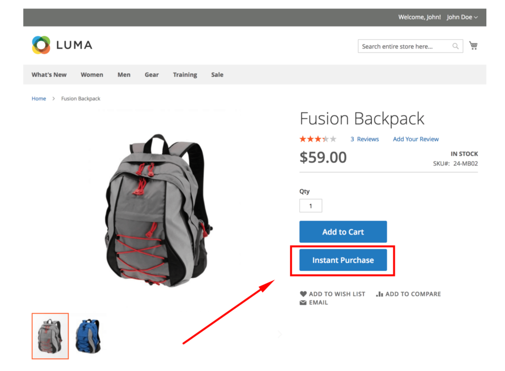 Luma Instant Purchase Headless Commerce