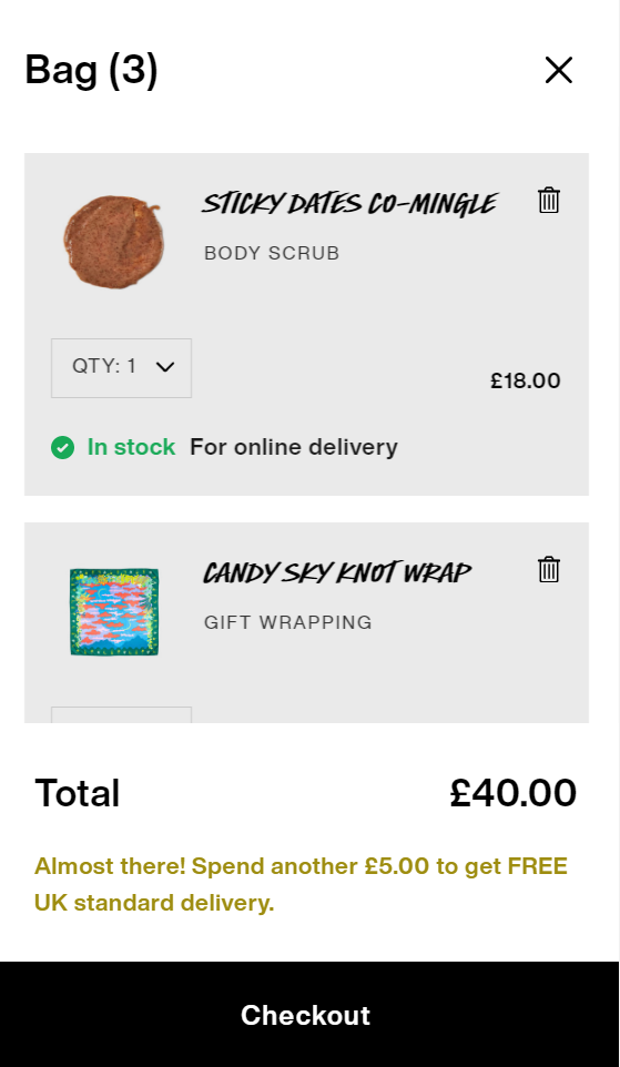 Lush Free Shipping Progress Average Order Value