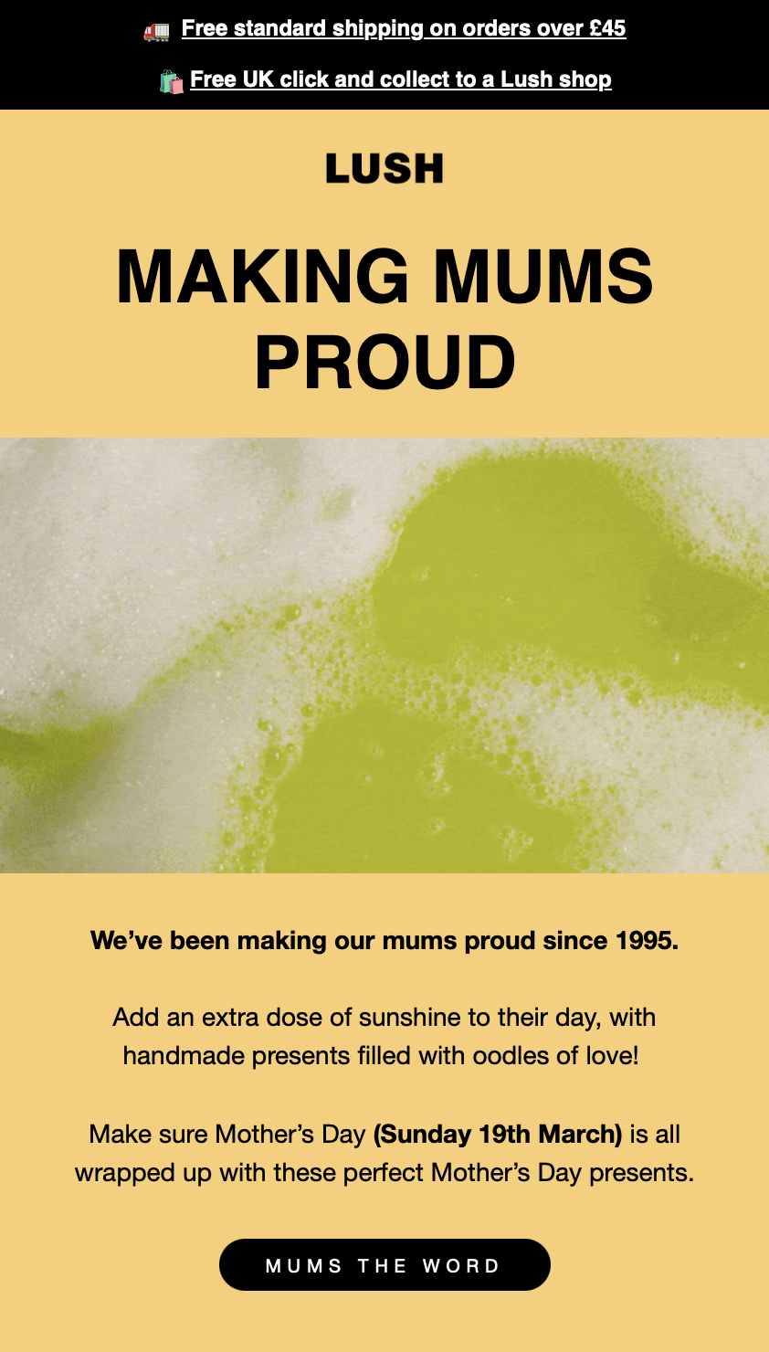 Lush Mothers Day Email Hero