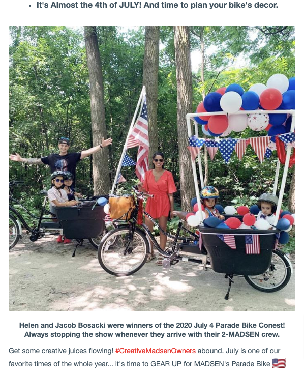Madsen Cycles 4th of July Email